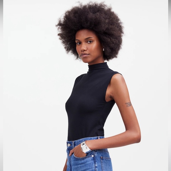 New Madewell Funnelneck Cropped Muscle Tee XXS Black $42 - Picture 2 of 7